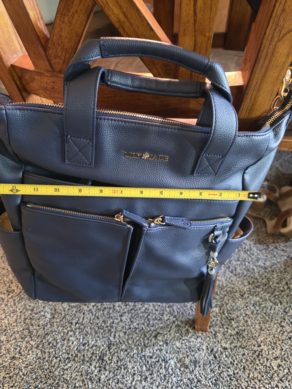 Lily Jade Caroline Navy Blue Pebbled Vegan Leather Convertible Diaper Bag/Tote👜 - Picture 14 of 16